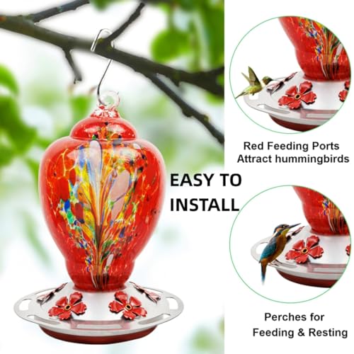 WOSIBO Hummingbird Feeder Replacement Bottom Base Replacement Part Includes Red Plastic Base Metal Top and Brushes (Silver-2) - color: Silver-2