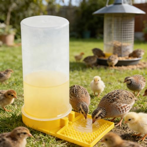 Large Capacity Quail Water Feeder with Small Cleaning Brush,Button Quail Supplies for coturnix cage,Baby Chick Water Feeder for Poultry Starter,Universal for Baby Chicks/Baby Birds(3pcs)