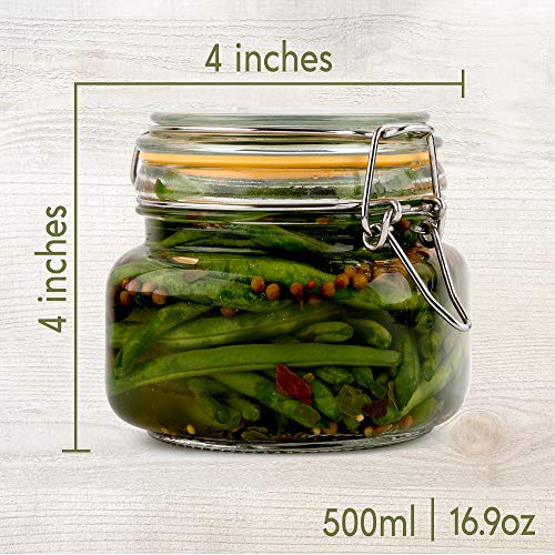 Glass Jar with Airtight Lid 16 oz | Food Storage Jar, Wide Mouth, Leak Proof Kitchen Canister - size: 16 oz