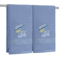 SmoothNovelty 2 Pcs Beach Chair Hand Towels for Bathroom Decor 14x29 Inch | Embroidered Bathroom Hand Towels, 100% Cotton, Soft Absorbent, Summer Beach Coastal Theme Bathroom Kitchen Decor - style: Classic Beach Chair