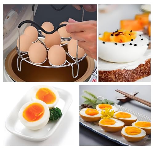 19.5cm Silver Egg Steamer Rack, Heat Resistant Silicone Handle | 19.5cm/7.68inch Steamer Rack Trivet for Instant Pot Accessories Stainless Steel Egg Assit fit, Kitchen Steam Rack Cook 9 Eggs - color: Egg Steamer Rack Trivet