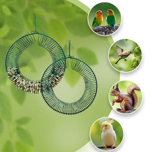 Peanut Bird Feeder, Hanging Feeder Round Metal Whole Wild Bird Feeder with Hanging Hook for Outdoor Birds and Squirrels Feeding Rust & Proof - color: 1 Pack