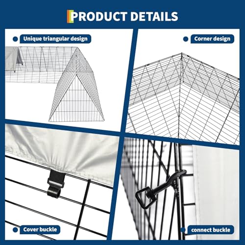 Chicken Runs for Yard with Cover, Chicken Tunnels for Yard, Portable Chicken Coop with Corner Frames, Small Metal Chicken Cage for Ducks, Rabbits