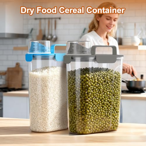 Uppetly Dog Cat Food Storage Container, 5-7Lbs Pet Food Containers, Airtight Cat Food Container with Portable Handle & Measuring Cup, Small Animal Dry Food Dispenser for Dogs, Cats and Birds Grey - color: Grey