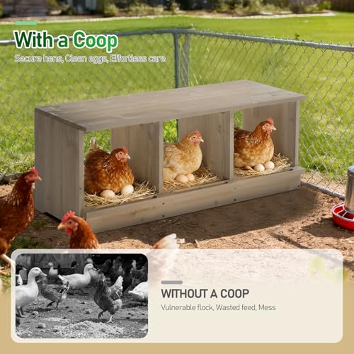 Outvita Nesting Boxes for Chickens 3 Compartments, Wood Chicken Nesting Box Wall Mount, Versatile Use Nest Box for Chicken Coop, Easy to Assemble for Chickens, Hens, Ducks - color: 3 Compartments