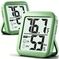 2 Pack Room Thermometer Indoor Hygrometer | Monitor Temperature & Humidity, Accurate, Fast Read, Easy To View, Magnetic/Kickstand/Hanging, ℉/℃, w/ Battery, Compact - color: 2 Pcs* Natural Green