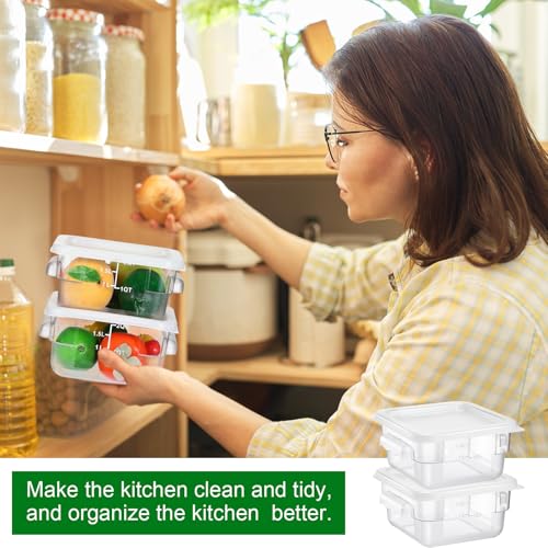 FoldTier 2 Pieces Square Food Storage Containers Polycarbonate Clear food Container with Lid Commercial Storage with Graduations for Commercial Kitchen Dough Marinating Meat(White,2 Qt) - color: White, size: 2 Qt