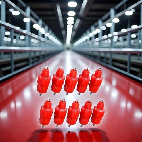 10 Pcs Red Automatic Poultry Easy Installation Watering Nipples Chicken Drinkers,Poultry Feeding and Watering Supplies,Easy to Clean and Store Chicken Waterer Nipples
