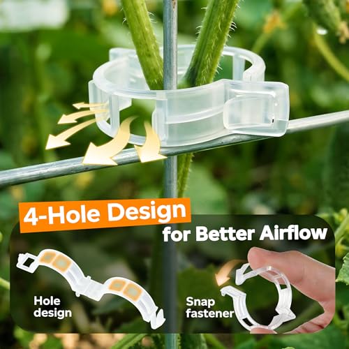 LOOHOI 100Pcs Tomato Clips for Climbing Plants Trellis Plant Support Clips | Reusable Clips for Supporting Grape Tomato Vine and Vegetables Plants to Grow Upright Makes Plants Healthier (Translucent) - color: Translucent