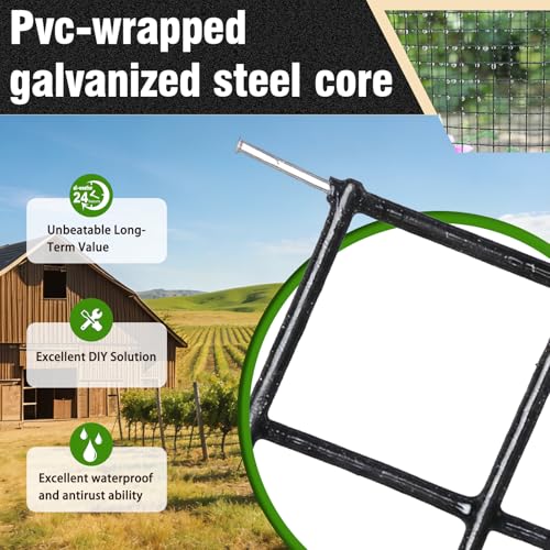 Black Hardware Cloth 1/2inch 24inx100ft, Chicken Wire Fencing, PVC Coated Metal Welded Wire Mesh Roll, for Rabbit Snake Groundhog Gopher Netting Cage Vegetable Garden Fence Animal Barrier - color: Black, size: 1/2in 24in×100ft