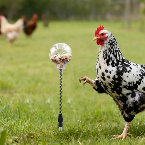 Chicken Treat Dispenser, Chicken Enrichment Toys with Spring and Ground Stake, Feeder for Coop, Coop Accessories for Hens, Geese, Ducks, Turkeys, Other Poultry - color: Soft Spring