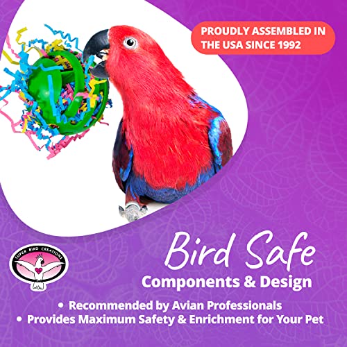 Super Bird Creations SB760 Waffle Ball Stuffers Toy, Colorful Bird Toys with Crinkle Shred, Satisfies Pulling & Preening, Relieves Boredom, Ideal Foraging Toys for Parrots, Medium/Large Birds Set of 3
