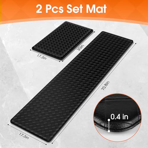 TranquilRelax Kitchen Mats, Cushioned Mats with Extra-Long Runner, Black | Kitchen mats for floor, water-resistant anti fatigue mats for kitchen floor with non-slip backing; 17.3 x 30 and 17.3 x 71 in - color: Black, size: 2-Piece | 30"+71" | Standard