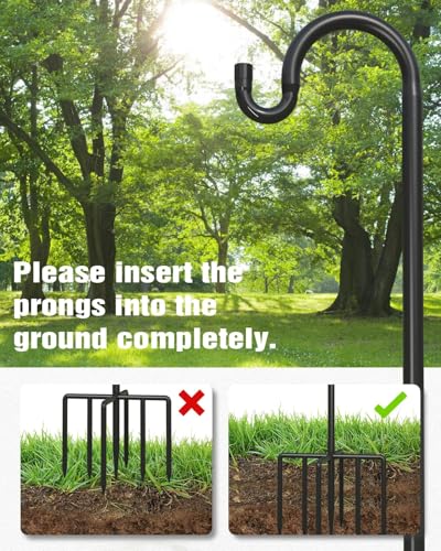 1 Pack 76 Inch Adjustable Metal Shepherd Hooks for Bird Feeder Outdoor | Heavy Duty Bird Feeder Hanger with 7 Prongs Base, for Hanging Lantern, Hummingbird Feeder, Lightweight Plant, Wind Chime - size: 1Pack 76 Inch