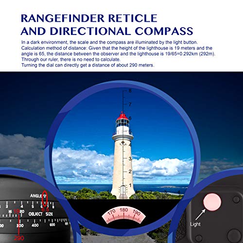 AOMEKIE 7x50 Waterproof Marine Binoculars for Adults with Rangefinder Compass BAK4 Prism FMC Lens for Birdwatching Hunting Boating Fishing Water Sports(Blue) - color: Blue