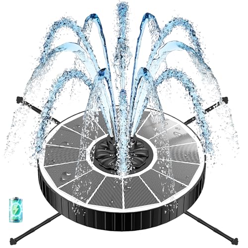 Solar Fountain with 3 Spray Height, Works in Shade, 3.5W Glass Solar Bird Bath Fountains with 2000mAh Battery and 4 Rotating Rods, 7 Nozzles, Outdoor Water Fountain Pump for Garden, Pool, Pond - color: White