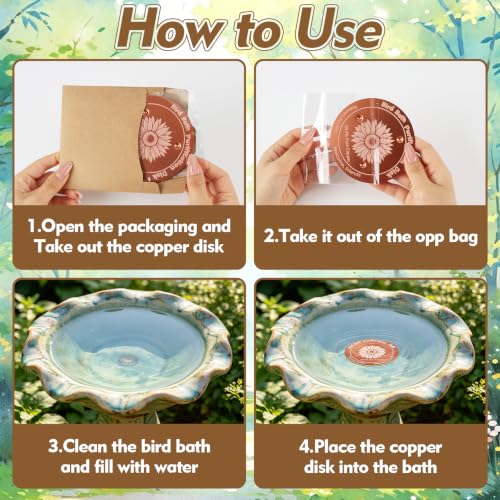 2 Pcs Copper Bird Bath Disc, Solid Copper Disk for Bird Bath, Sunflower Bird Bath Copper Disk, Natural Water Purifier for Outside Bird Bath All-Season - color: Sunflower