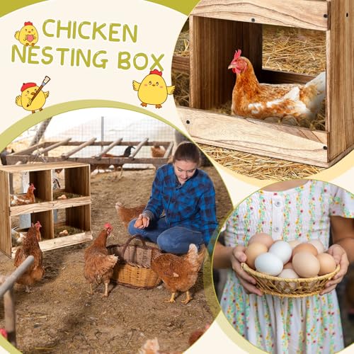 Cinnvoice Chicken Nesting Boxes 4 Compartment Wooden Chicken Laying Boxes for Hens Ducks Poultry Easy Egg Collection