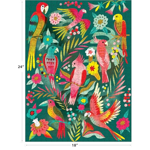RoseArt - Birds, Butterflies & Blooms 500 Piece Double-Sided Jigsaw Puzzle – Matte & Glossy Sides– Nature Puzzle for Adults – 2-in-1 Puzzle with Poster