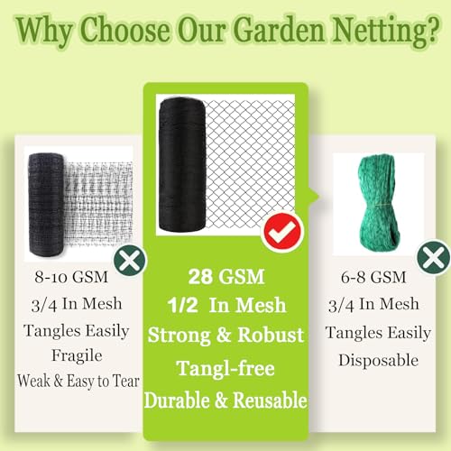 Bird Netting 7.5x100 Ft, 1/2In Mesh Garden Bird Netting, Fruit Tree Netting | Heavy Duty Woven Mesh Garden Netting, Pest Barrier for Plants & Blueberry, Animal Mesh Fence Against Birds, Deer, Poultry - size: 7.5x100ft-1/2in mesh