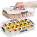 VitalYang Deviled Egg Container with Lid, Double Layer Egg Container, 36 Count Deviled Egg Tray- Secure Lock & Handle, Stackable, Leak-Proof Design for Parties & Catering, White - color: White