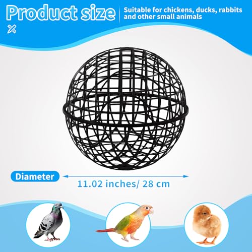 AceOrbit 3 Pack Rolling Chicken Ball Cage, 2026 Mobile Mesh Poultry Coop Ball for Free Range, Safety Globe Hutch for Chicks, Ducklings & Small Pets Outdoor Exercise and Roaming(11.02 Inch,Black) - color: Black, size: 11.02 Inch