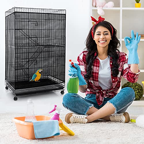 Shappy Large Bird Cage Seed Catcher,Bird Cage Cover Net Skirt Guard,Adjustable Soft Airy Mesh Net for Parrot Parakeet Macaw(59.8 x 39.4 Inch/ 152 x 100 cm,Black) - color: Black, size: 59.8 x 39.4 Inch/ 152 x 100 cm