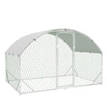 Large Metal Chicken Coop, Walk-in Poultry Cage, Large Chicken Run with Waterproof & Anti-UV Cover, Chicken Coop Run with Lockable Doors for Outdoor, 9.8 x 6.5 x 6.5FT - size: 74.6"L x 11.7"W x 7.5"H