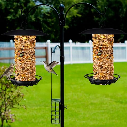 2 Pcs Cylinder Bird Feeder Outdoor Seed Cake Feeder Metal Suet Cake Holder Backyard Wild Bird Feeding Feeders for Outdoors Garden (Black) - color: Black