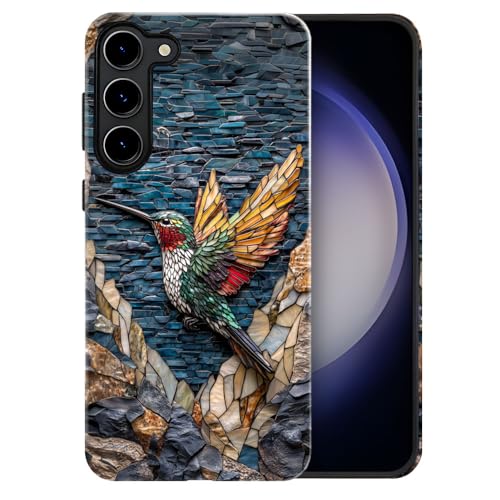 Compatible with Samsung Galaxy S23 Case,Glossy Case All-Round Protection Shockproof Anti-Scratches TPU Cover,Cases for Man Woman-Hummingbird Stained Glass - color: Hummingbird Stained Glass, size: Galaxy S23