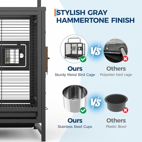 Garvee Bird Travel Carrier Cage, 25" h Small Bird Cage with with Wooden Perch Handle, Bird Carrier for Parrots Conures Lovebird Cockatiel Parakeets Black