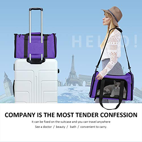 Henkelion Large Cat Carriers Dog Carrier Pet Carrier for Large Cats Dogs Puppies up to 25Lbs, Big Dog Carrier Soft Sided, Collapsible Travel Puppy Carrier - Large - Purple - color: Purple, size: 20.0"L x 13.0"W x 13.0"H
