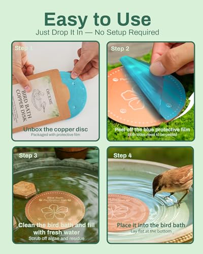 OICEME Bird Bath Purification Disk Pure Copper Outside Winter Solar Power Birdbath Wild Hummingbird Pedestal Fountain Cleaner Humming Feeder Cage Dispenser Heater Ground Safe Garden Lover Women Gift - color: Copper Flower