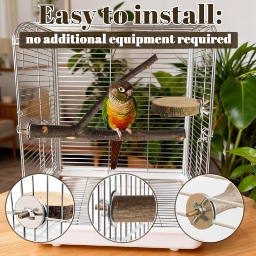 8 Pack 9 Inch Natural Wood Bird Perches for Cage, Wood Parrot Perch | Wooden Parrot Stand Platforms, Hardwood Branches, Climbing & Chew Toy for Bird Cage Accessories, Ideal for Parakeets, Budgies - size: Large Size-8 Pack