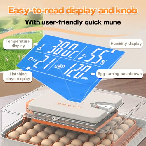 HOWOOlUA 56 Egg Incubator for Hatching Eggs with Auto Turn, Temp & Humidity Control, Built-in Candler Large Capacity Egg Incubator for Chicken Duck Goose Eggs - size: 56-EGGS