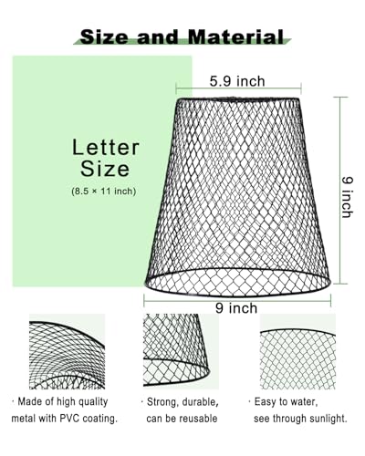 12 Pcs Chicken Wire Cloche Plant Covers, 9 Inch Metal Plant Protectors | Heavy-duty garden netting helps protect plants from rabbits, squirrels, birds and other small animals