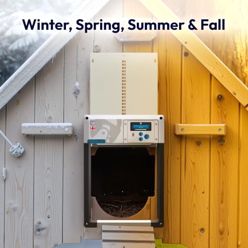 ChickenGuard AIO Complete Automatic Chicken Coop Door Plus AA Batteries | Battery-powered automatic chicken door opener with timer/light sensor, anti-pinch, weather-resistant anti-lift aluminum door