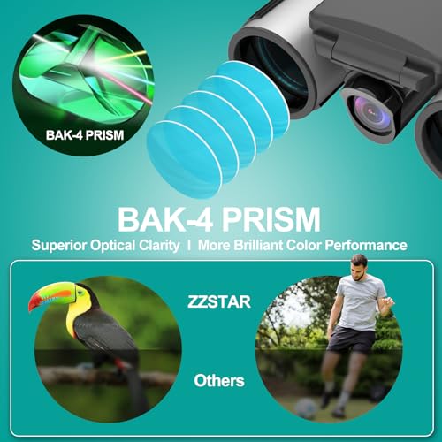 ZZSTAR 2 in 1 Digital Binoculars with Camera, Large View, 2" LCD Display & Recording, Binoculars for Adults High Powered, Low Light Night Vision Binoculars for Bird Watching/Hunting/Sporting/Travel