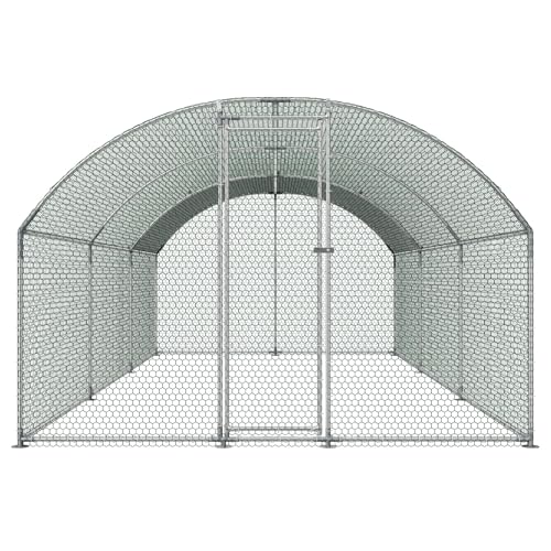VEVOR Large Metal Chicken Coop with Run, 19.6 x 9.8 x 6.5 ft Walkin Chicken Coop for Yard with Waterproof Cover, Dome Roof Large Poultry Cage for Hen House, Duck Coop and Rabbit Run - size: 118.1"L x 236.2"W x 78.7"H