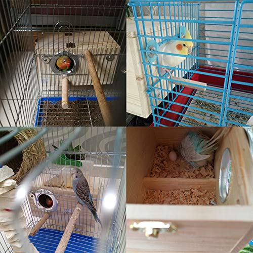 Pine Wood Parakeet Nest Box Bird House Budgie Breeding Mating Box for Lovebirds Cockatiel Parrotlets (L) - size: L