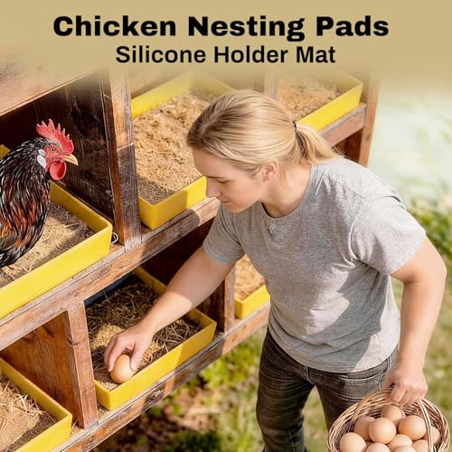 Silicone Chicken Nesting Box Mat, Large Holder Tray for 13"x13" Nest Pads, Reusable & Washable Pad for Large Nesting Box, Coop Accessories, Shelf, Egg Storage, Chickens Supplies. - color: Yellow