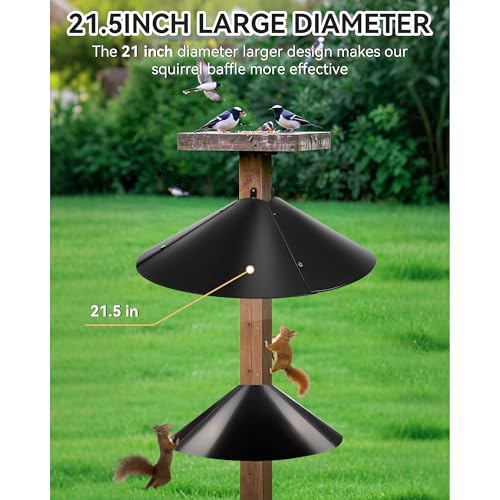 Qualirey 21.5" Metal Squirrel Proof Baffle, for 4 x 4 Posts,Black,1 Pack | Wrap Around Guard for Bird Feeder Pole to Deter Squirrels - color: Black