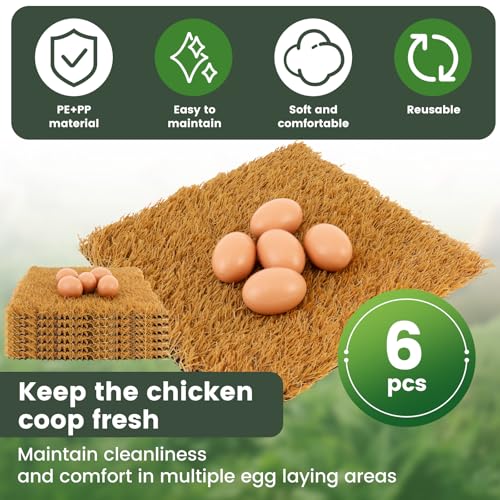 Nesting Pads for Chicken Accessories, 6 Pack Chicken Nesting Pads, 12"x 12" Nesting Box Pads for Chicken Bedding, Washable Reusable Chicken Nest Liners for Laying Eggs, Chicken Supplies - color: Yellow