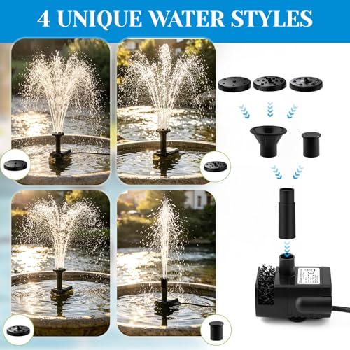 1.8W Solar Fountain Pump, Solar Pond Fountain Solar Water Fountain with Separated Solar Panel & 9.84FT Cable, Outdoor Solar Fountain for Bird Bath, Small Pond, Fish Tank, Garden Water Feature - color: 1.8w Solar Fountain Pump