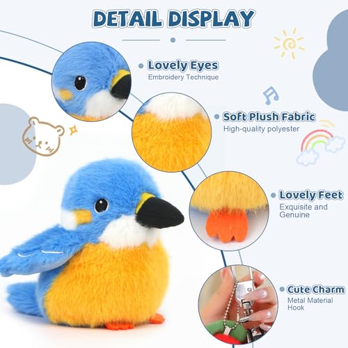 Bird Stuffed Animal Realistic Cute Kingfisher Bird Plush Backpack Pendant Simulation Toy Plush Suitable Christmas Birthday Valentine's Day Gift for Kids - color: Kingfisher