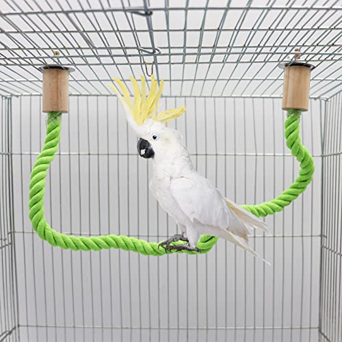 2 Pack Bird Hemp Rope Perch Swing, Bird Cage Stand Pole Accessories, Paw Grinding Standing Climbing Perch for Parrot, Parakeet, Budgies, Lovebirds (31.49 inches/80 cm) - color: Green, size: 31.49 inches