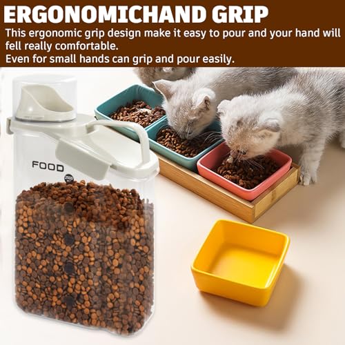 Pet Food Storage Container with Large Pour Spout, White | Dog Food Container with Measuring Cups, Keep Food Fresh, Portable Cat Food Container for Dogs, Cats, Birds and Small Animals - color: White