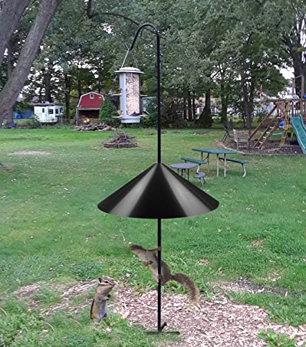 19 Inch Wide Squirrel Baffle for Bird Feeder Pole, Outside Pole Mount Stopper & Bird House Guard for Outdoor Shepherd’s Hook, Black, 1 Pack - color: Black