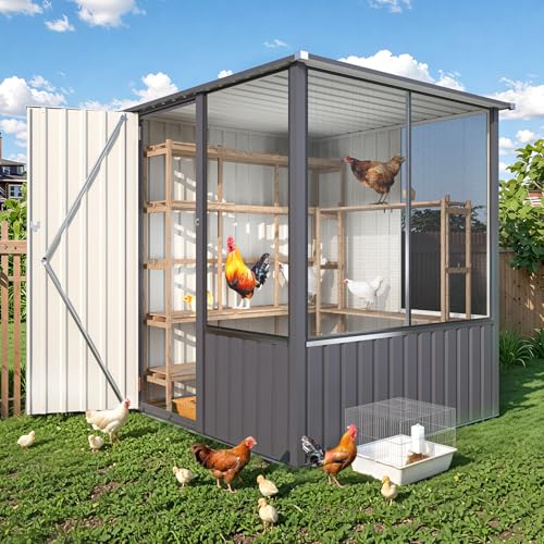 AECOJOY Outdoor Large Bird Cage, 5x5 Ft Aviary | Walk-in Parrot Aviary Cage, with Lockable Doors & Ventilated Mesh for Macaws, Canaries, Budgie and Lovebirds
