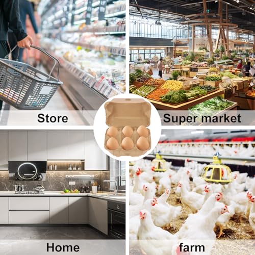 50 Pack Egg Baskets, Half Dozen Egg Cartons, Paper Egg Cartons, Egg Holder Hold 6 Eggs each for Safe Storage, Transport & Display - Ideal for Farm Fresh Eggs, Crafts, (Standard Size) - size: 50 Pack Half Dozen